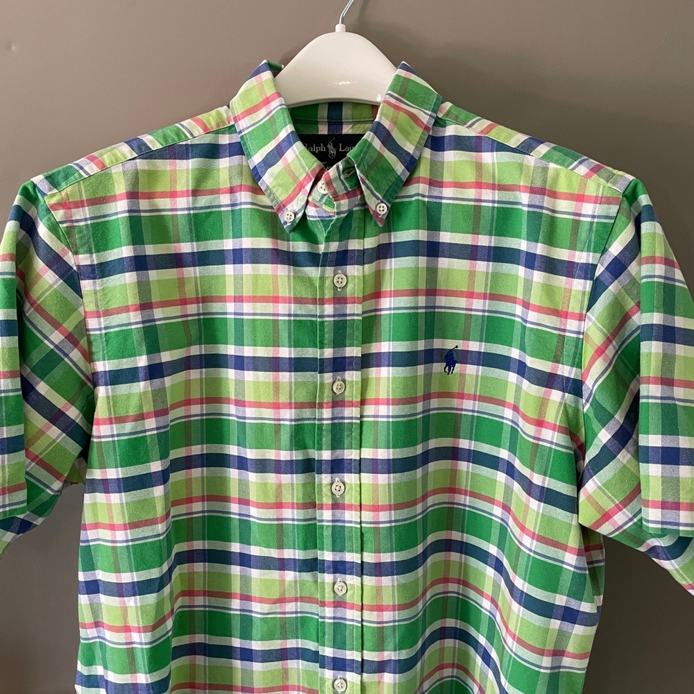 Polo Ralph Lauren Mens Large Classic Fit Plaid Short Sleeve Button Down Shirt